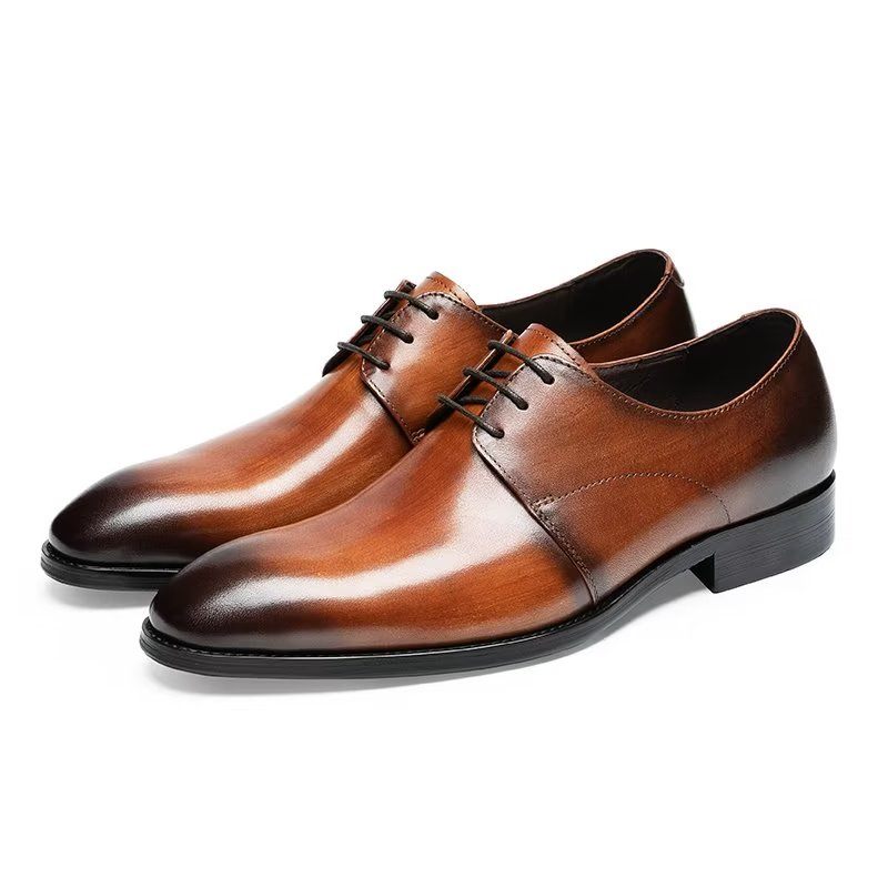 Sapatos Formais Masculinos Derby Couro Vaca Refinado - Café