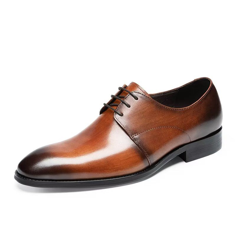 Sapatos Formais Masculinos Derby Couro Vaca Refinado - Café