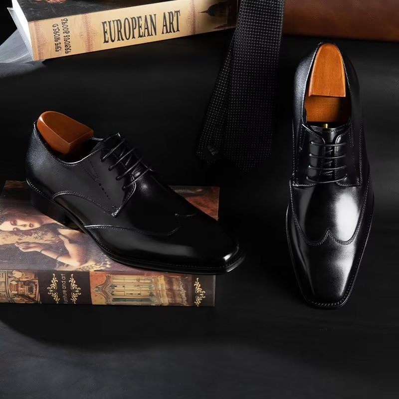 Sapatos Formais Masculinos Derby Elegantes - Preto