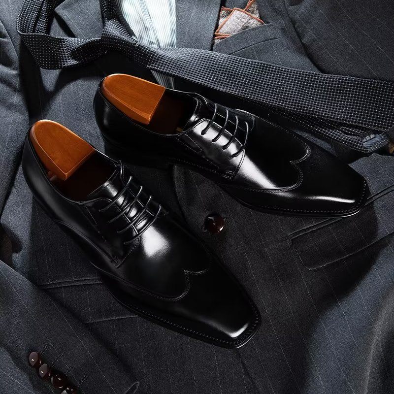 Sapatos Formais Masculinos Derby Elegantes - Preto