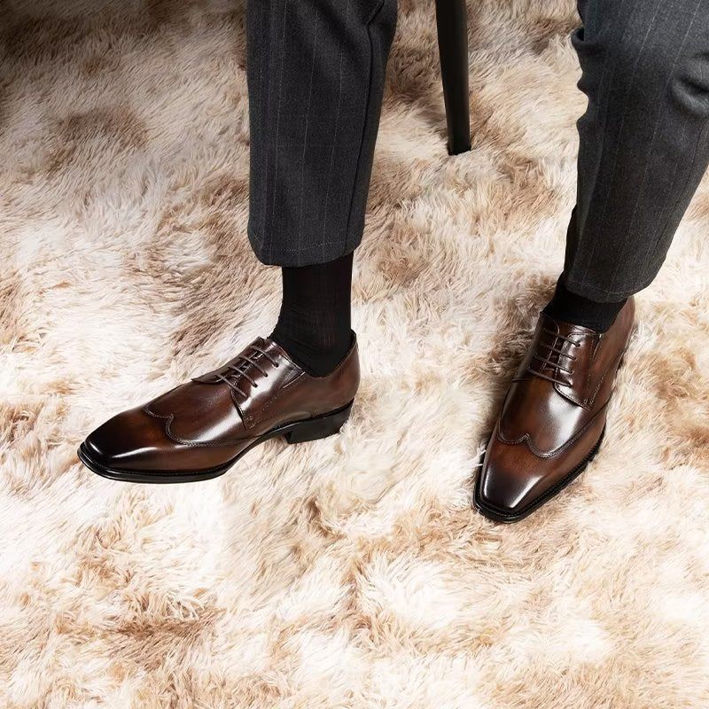 Sapatos Formais Masculinos Derby Elegantes - Café