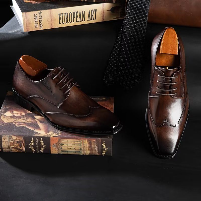 Sapatos Formais Masculinos Derby Elegantes - Café