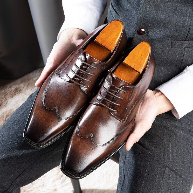 Sapatos Formais Masculinos Derby Elegantes - Café