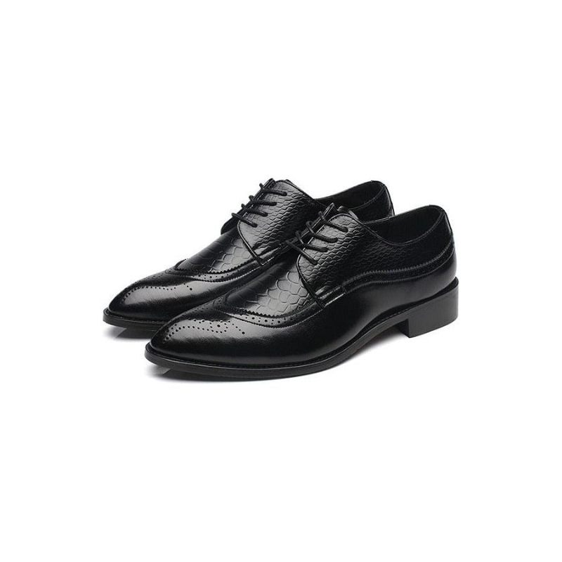 Sapatos Formais Masculinos Derby Exóticos Com Cadarços - Preto