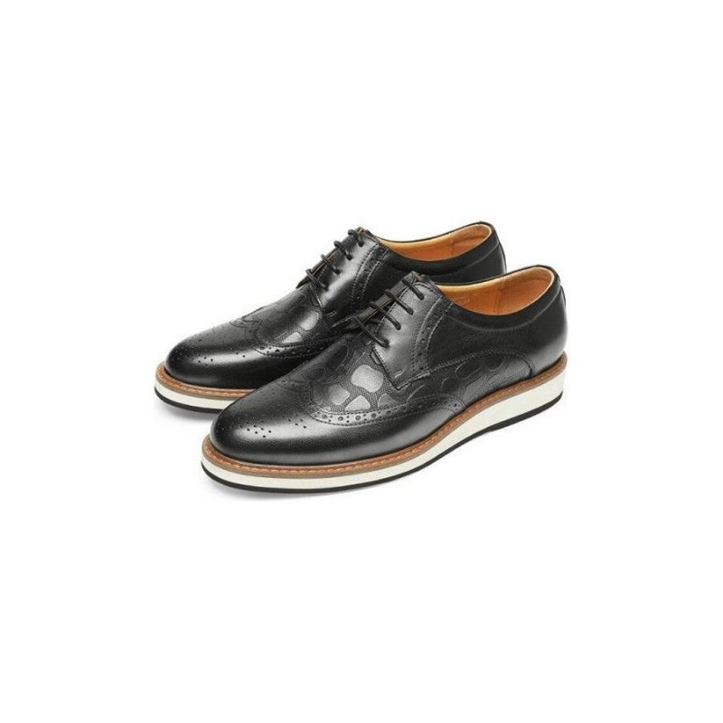 Sapatos Formais Masculinos Designer Padrão Jacaré Casuais Com Cadarço - Preto