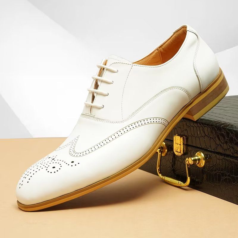 Sapatos Formais Masculinos Deslizam Em Sociais Derbies - Branco