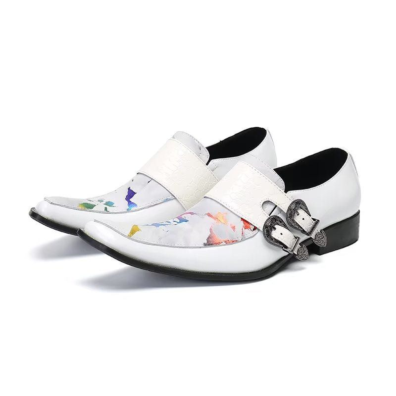 Sapatos Formais Masculinos Elegância Exótica Monkstraps Couro Genuíno - Multicolorido