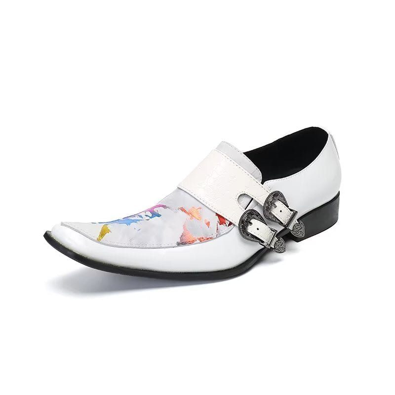 Sapatos Formais Masculinos Elegância Exótica Monkstraps Couro Genuíno - Multicolorido