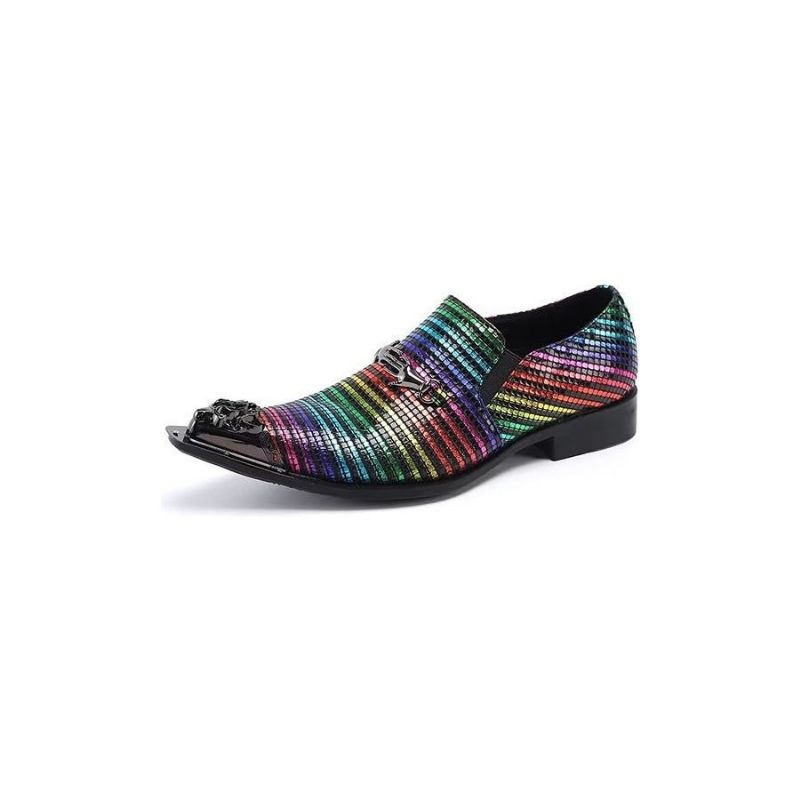 Sapatos Formais Masculinos Elegância Exótica Sociais Couro Genuíno - Multicolorido