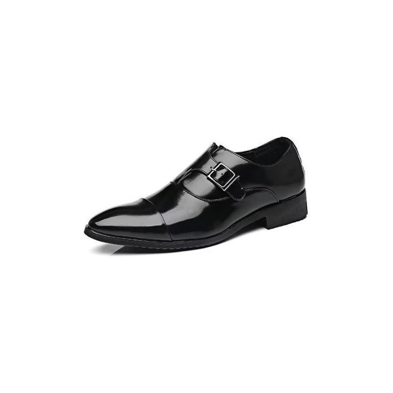 Sapatos Formais Masculinos Elegância Refinada Bico Fino Monkstrap Sociais - Preto