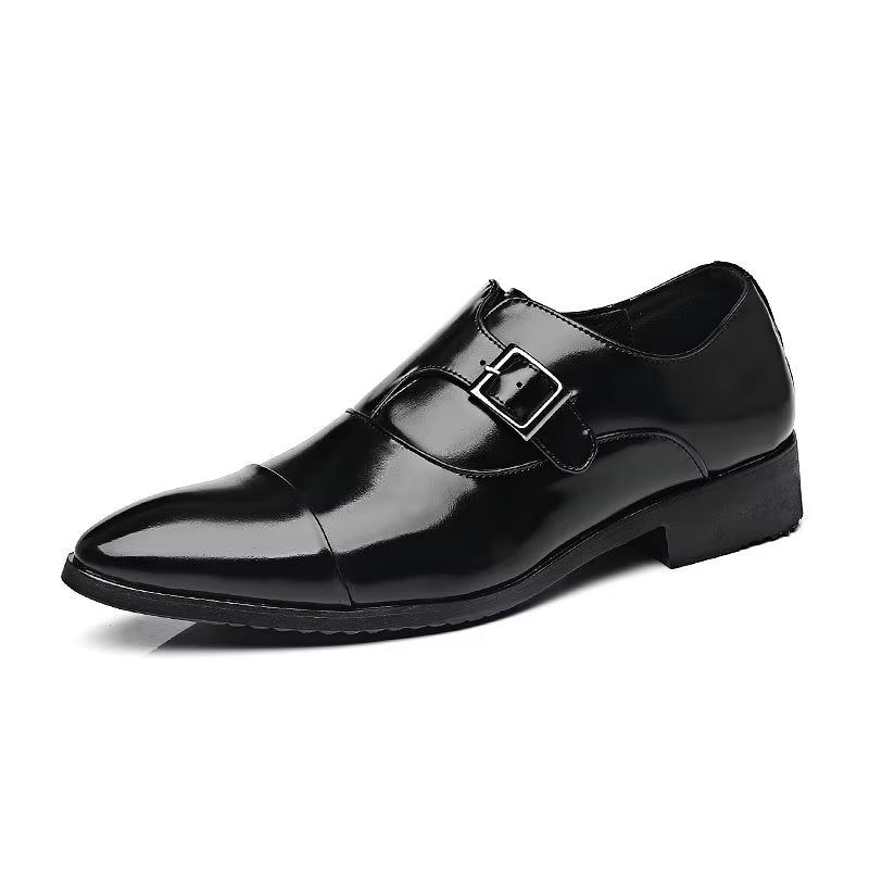 Sapatos Formais Masculinos Elegância Refinada Bico Fino Monkstrap Sociais - Preto