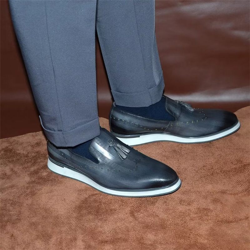 Sapatos Formais Masculinos Elegância Refinada Sociais - Cinza