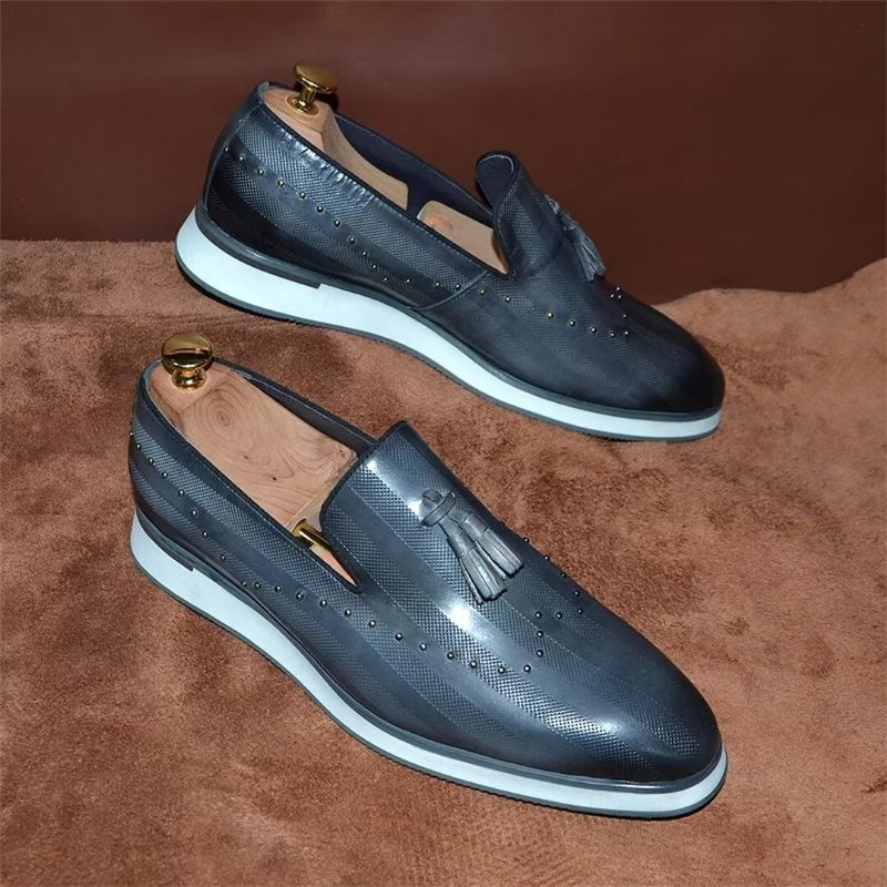 Sapatos Formais Masculinos Elegância Refinada Sociais - Cinza