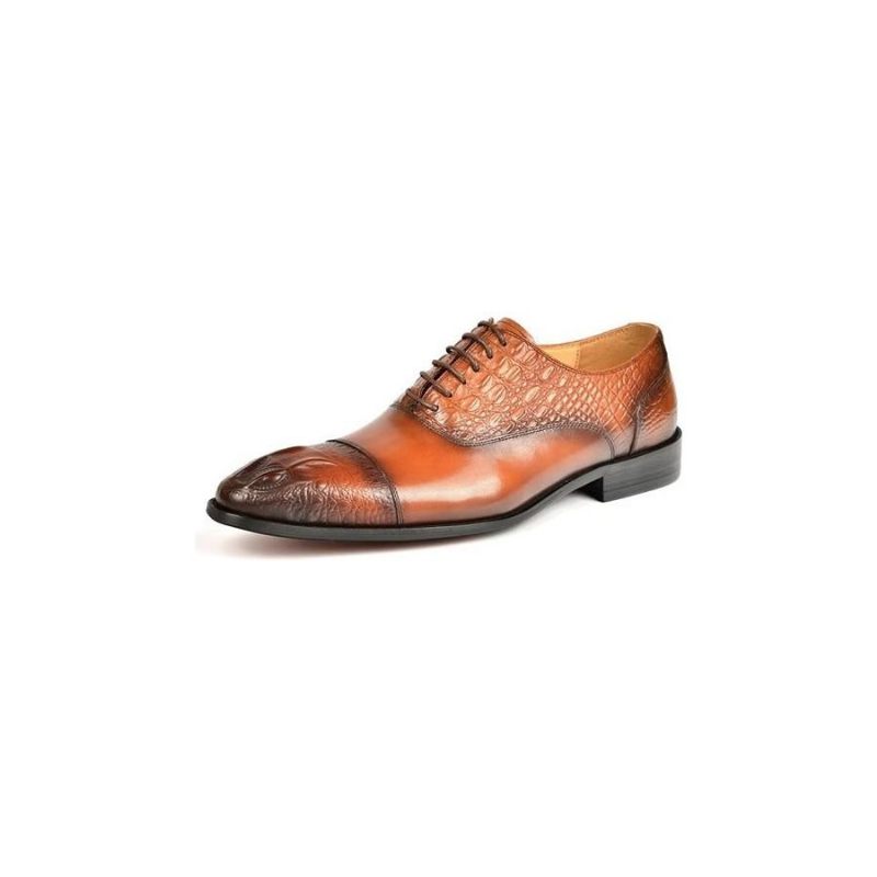 Sapatos Formais Masculinos Elegância Textura Crocodilo Oxford