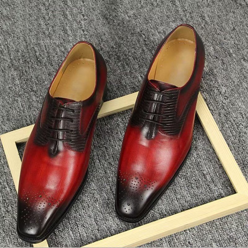 Sapatos Formais Masculinos Elegantes Brogues Casamento - Vermelho