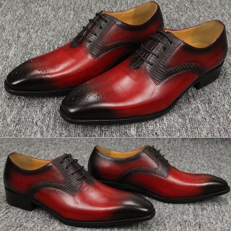 Sapatos Formais Masculinos Elegantes Brogues Casamento - Vermelho