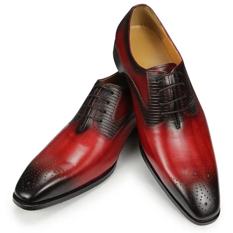 Sapatos Formais Masculinos Elegantes Brogues Casamento - Vermelho