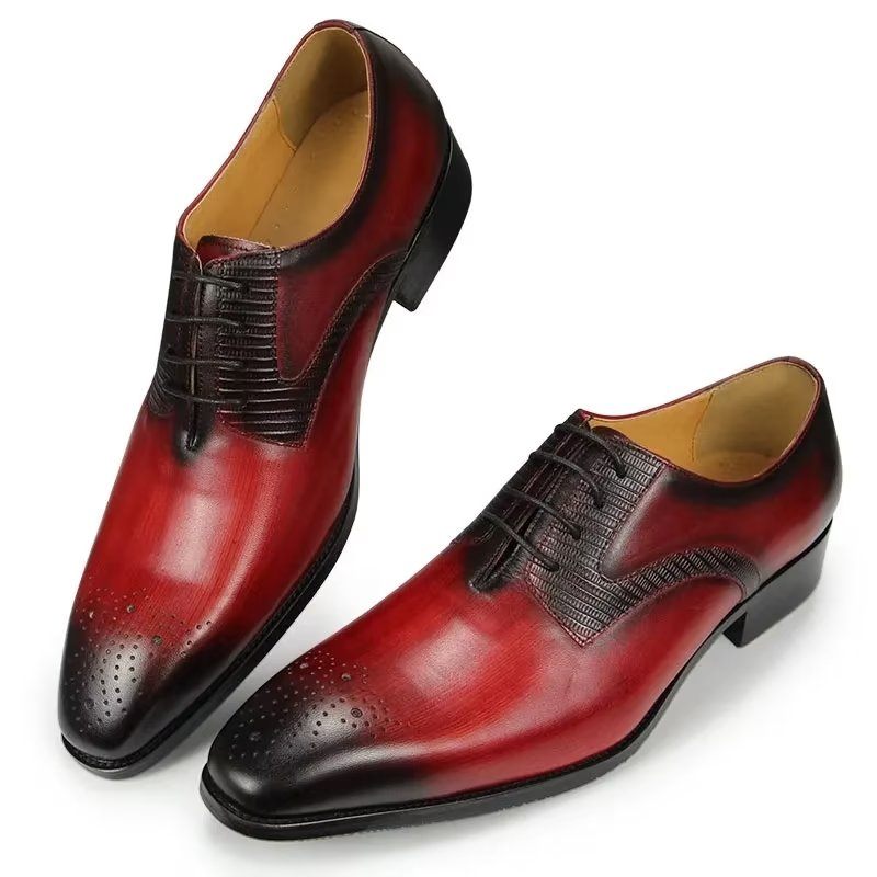 Sapatos Formais Masculinos Elegantes Brogues Casamento - Vermelho