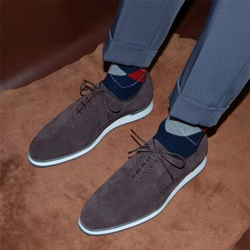 Sapatos Formais Masculinos Elegantes Camurça - Café