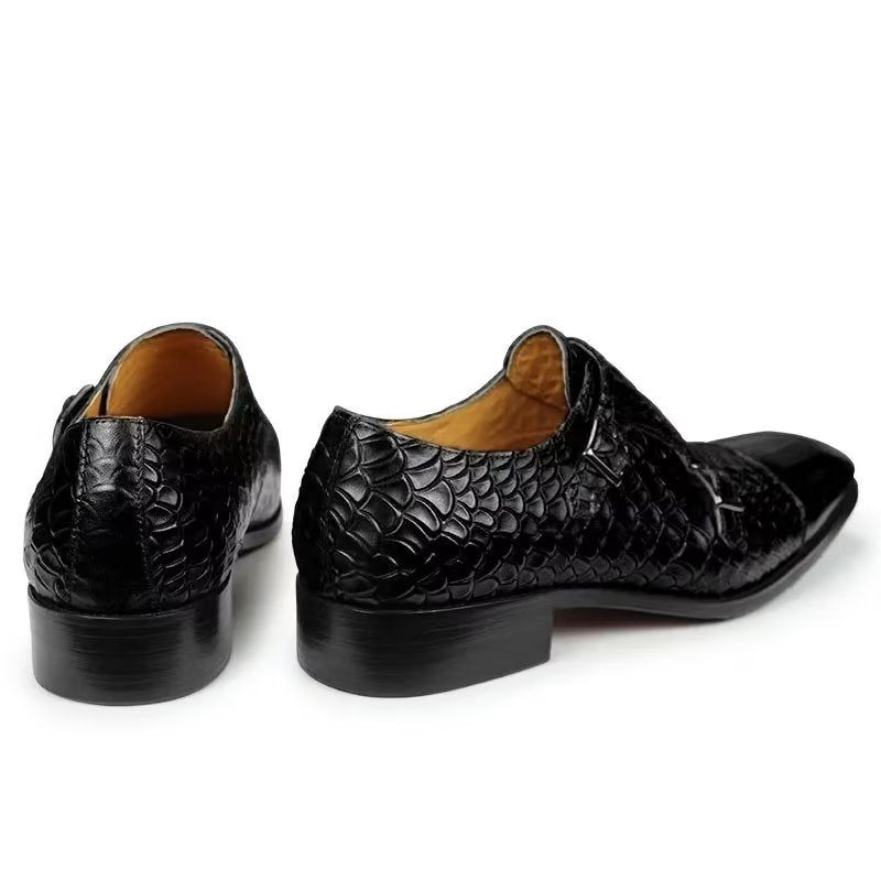 Sapatos Formais Masculinos Elegantes Casamento Brogue Couro Personalizados - Preto