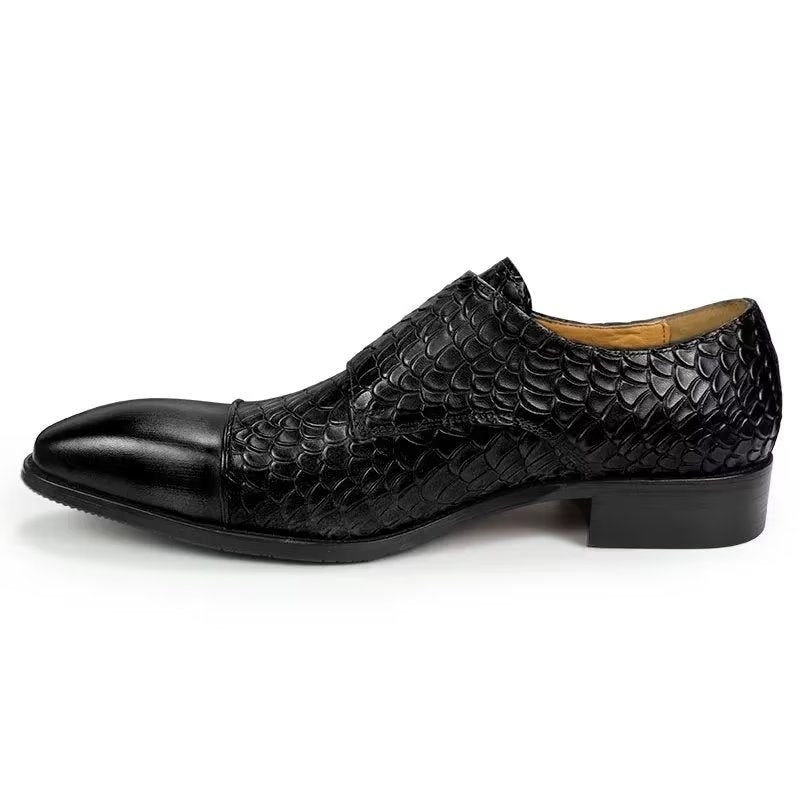 Sapatos Formais Masculinos Elegantes Casamento Brogue Couro Personalizados - Preto