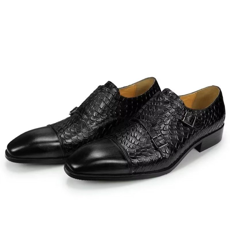 Sapatos Formais Masculinos Elegantes Casamento Brogue Couro Personalizados - Preto