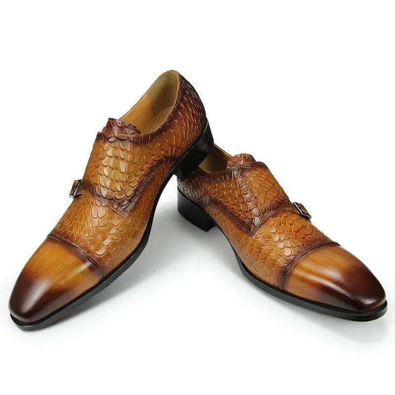 Sapatos Formais Masculinos Elegantes Casamento Brogue Couro Personalizados - Marrom