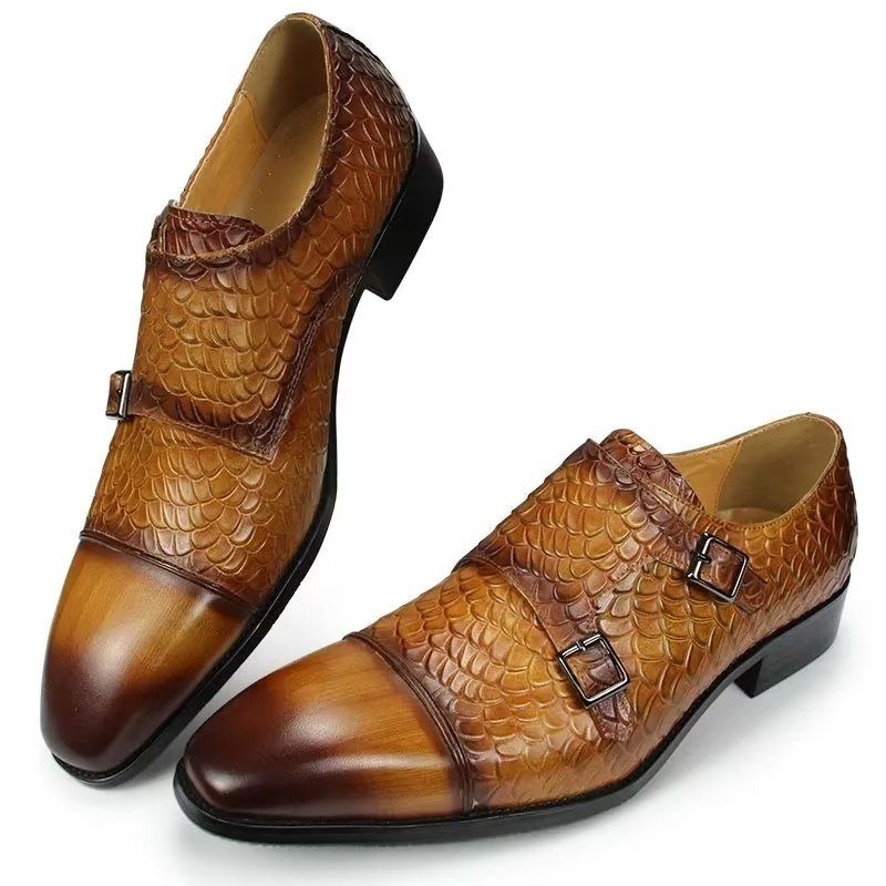 Sapatos Formais Masculinos Elegantes Casamento Brogue Couro Personalizados - Marrom