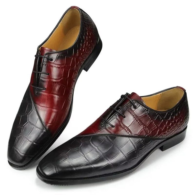 Sapatos Formais Masculinos Elegantes Casamento Couro Brogue - Vermelho