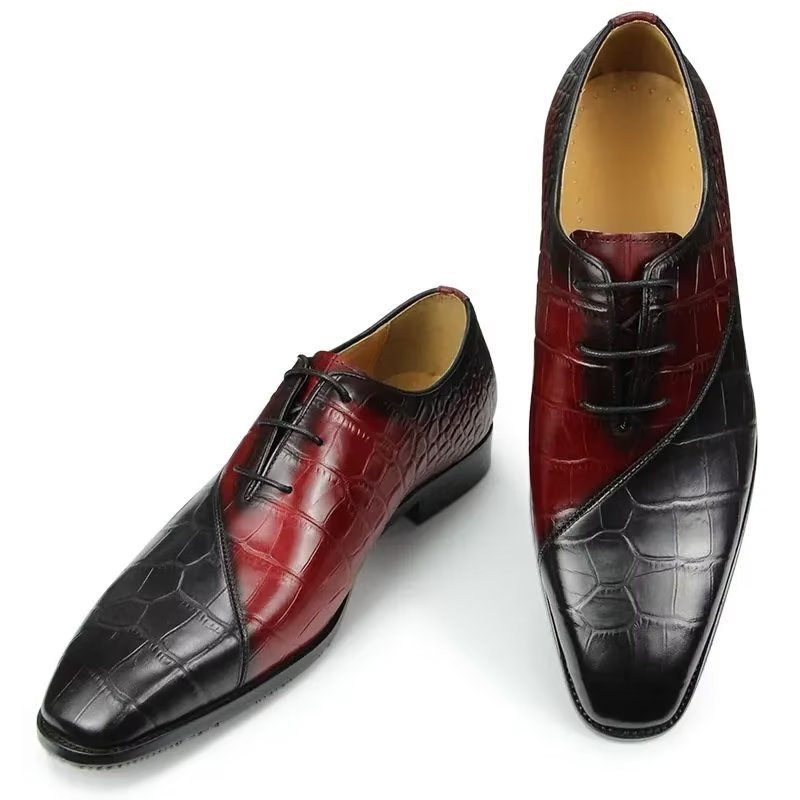 Sapatos Formais Masculinos Elegantes Casamento Couro Brogue - Vermelho