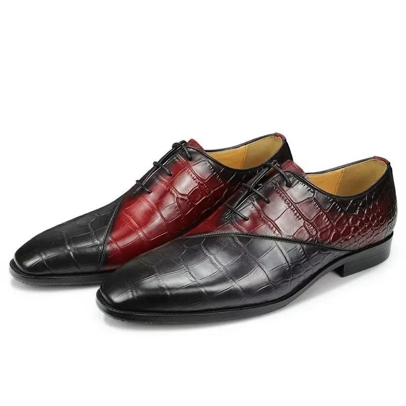 Sapatos Formais Masculinos Elegantes Casamento Couro Brogue - Vermelho