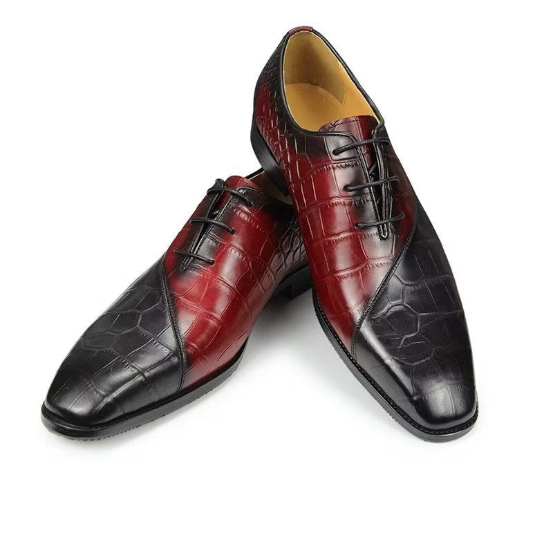 Sapatos Formais Masculinos Elegantes Casamento Couro Brogue - Vermelho