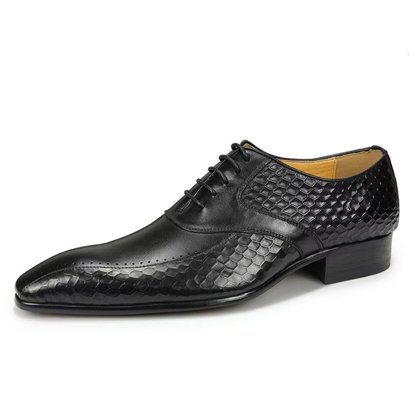 Sapatos Formais Masculinos Elegantes Casamento Couro Brogue - Preto