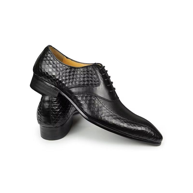 Sapatos Formais Masculinos Elegantes Casamento Couro Brogue - Preto