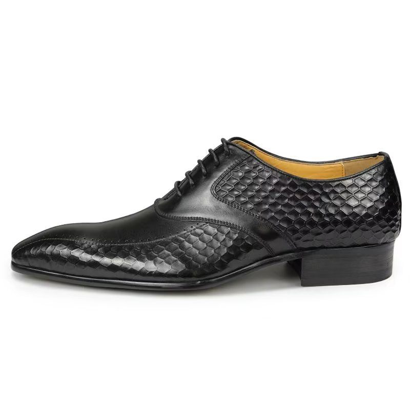 Sapatos Formais Masculinos Elegantes Casamento Couro Brogue - Preto