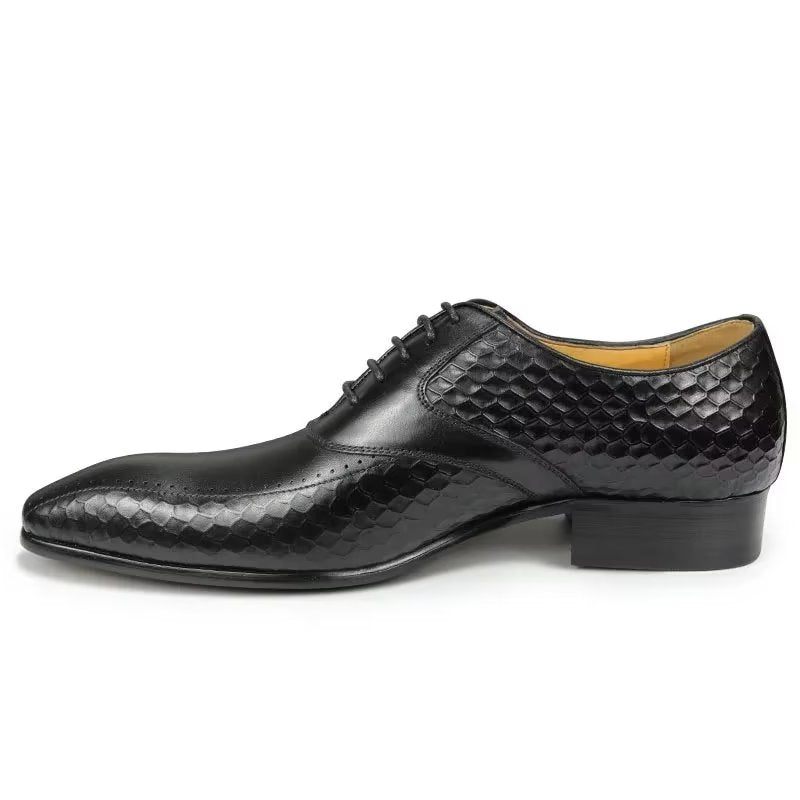 Sapatos Formais Masculinos Elegantes Casamento Couro Brogue - Preto