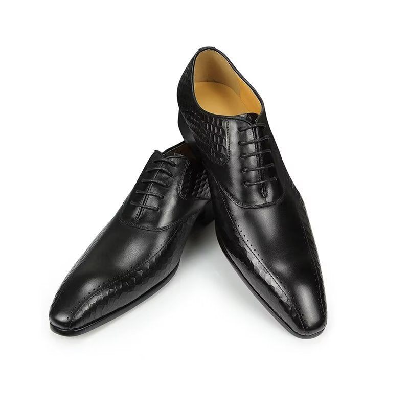 Sapatos Formais Masculinos Elegantes Casamento Couro Brogue - Preto