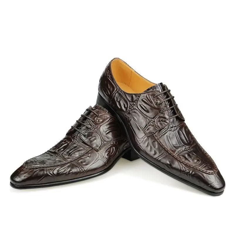 Sapatos Formais Masculinos Elegantes Casamento Couro Brogue Sob Medida - Café