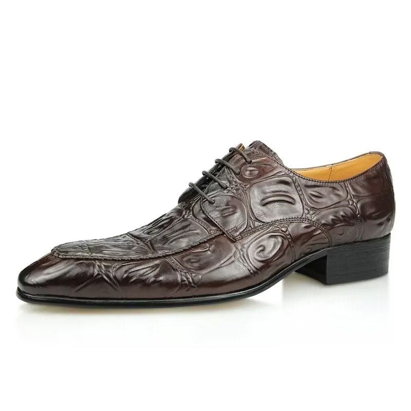 Sapatos Formais Masculinos Elegantes Casamento Couro Brogue Sob Medida - Café