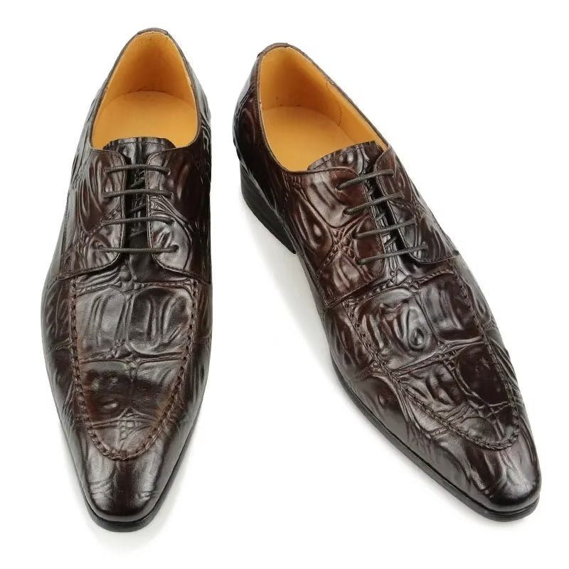 Sapatos Formais Masculinos Elegantes Casamento Couro Brogue Sob Medida - Café