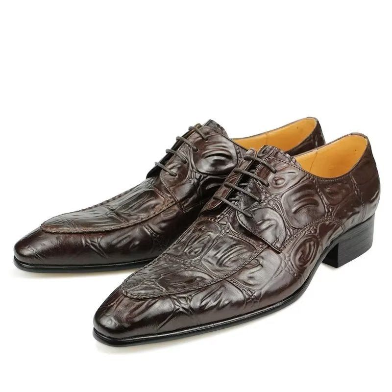 Sapatos Formais Masculinos Elegantes Casamento Couro Brogue Sob Medida - Café