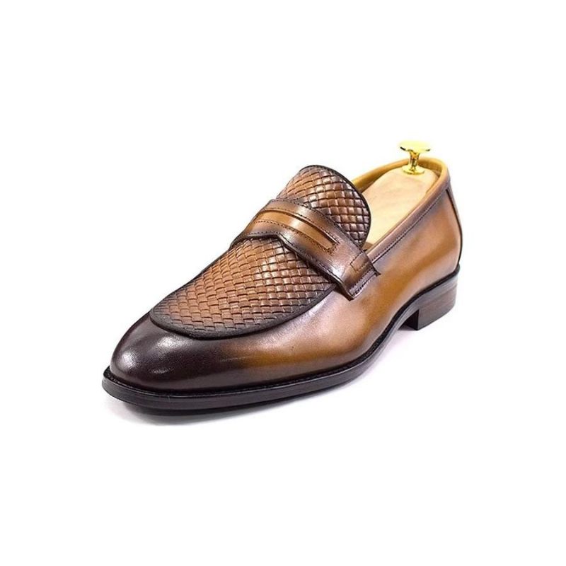 Sapatos Formais Masculinos Elegantes Clássicos Couro Brogue Slip-ons