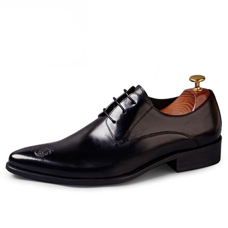 Sapatos Formais Masculinos Elegantes Com Cadarço Oxford - Preto