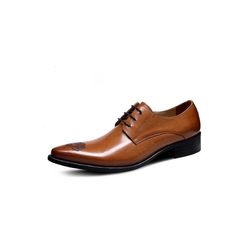 Sapatos Formais Masculinos Elegantes Com Cadarço Oxford - Marrom