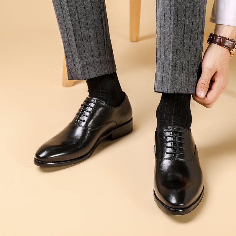 Sapatos Formais Masculinos Elegantes Com Cadarço Para Casamento - Preto 2