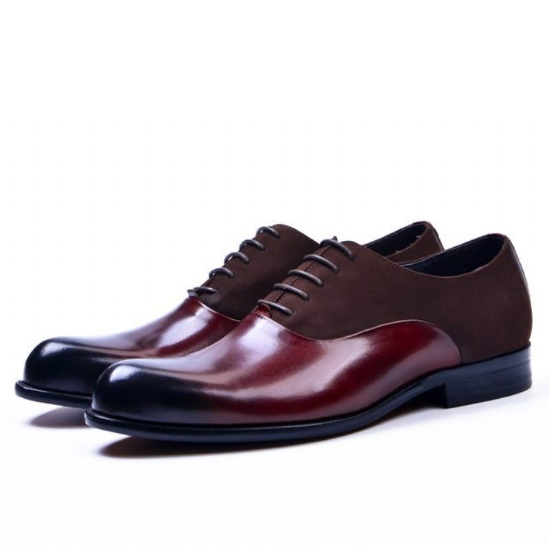 Sapatos Formais Masculinos Elegantes Com Cadarço Para Casamento - Vermelho 2