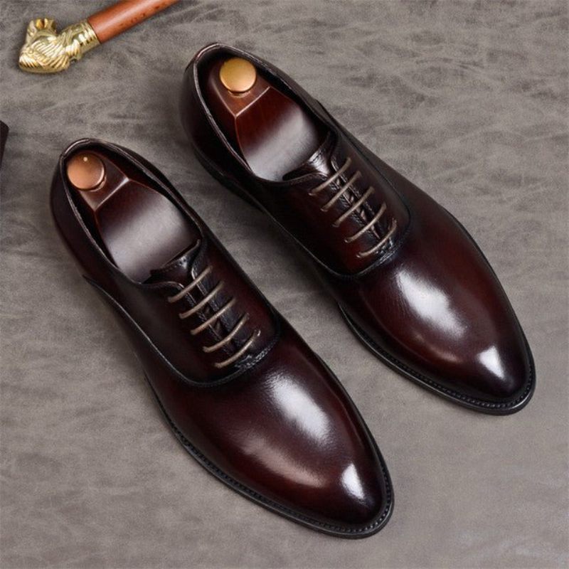 Sapatos Formais Masculinos Elegantes Com Cadarço Para Casamento - Vermelho