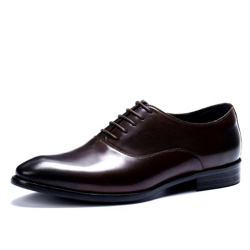 Sapatos Formais Masculinos Elegantes Com Cadarço Para Casamento - Café