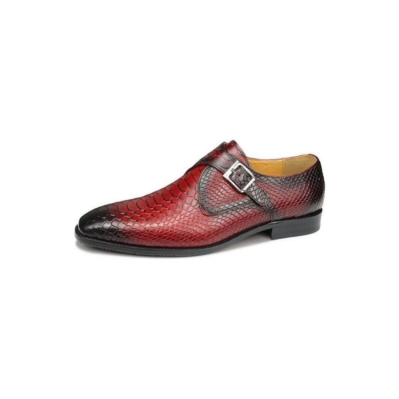 Sapatos Formais Masculinos Elegantes Com Fivela Personalizada Couro Brogue Para Casamento - Vermelho