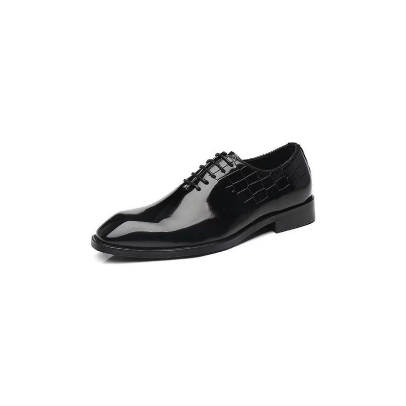 Sapatos Formais Masculinos Elegantes Com Textura Crocodilo Oxford - Preto